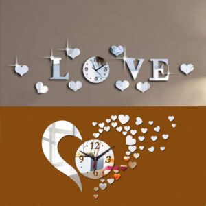 Nástěnné hodiny / nalepovací hodiny na zeď – motiv láska, 2 druhy
