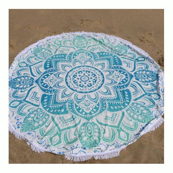 Plážová osuška / mandala – tvar kruh, průměr 145 cm