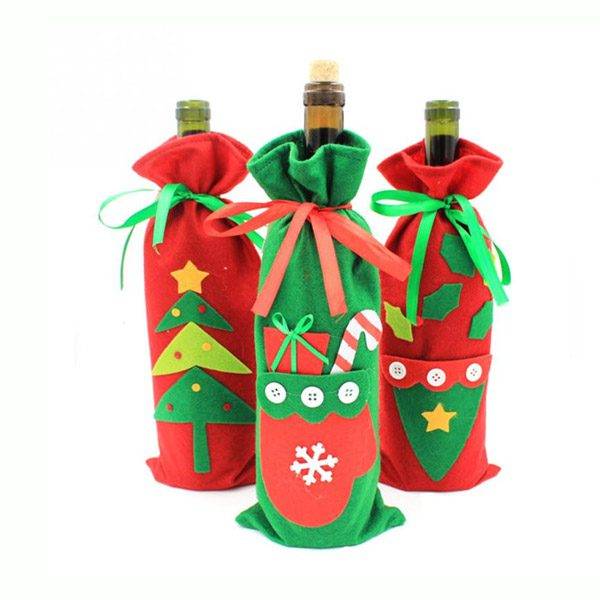 Vánoční dekorace na láhev / vánoční pytlíček na dárky – 3 varianty