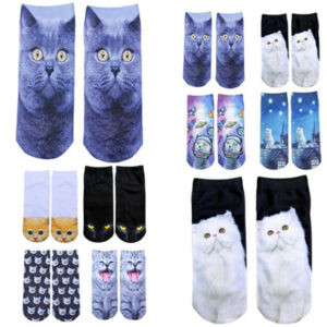 Vtipné a veselé ponožky s kočkou – pár, 8 druhů